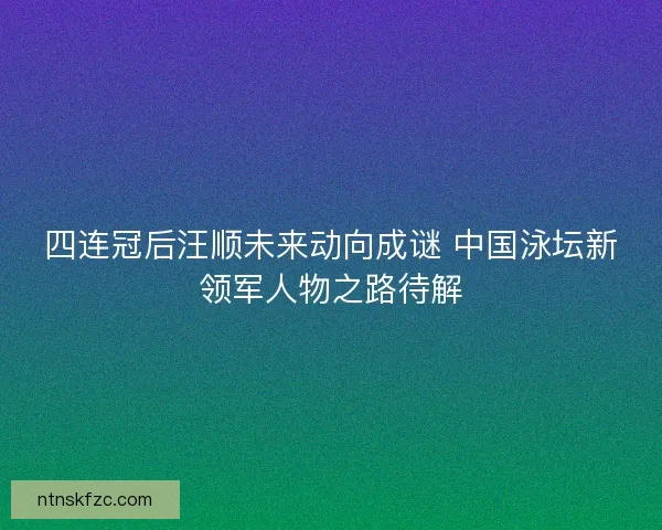 四连冠后汪顺未来动向成谜 中国泳坛新领军人物之路待解